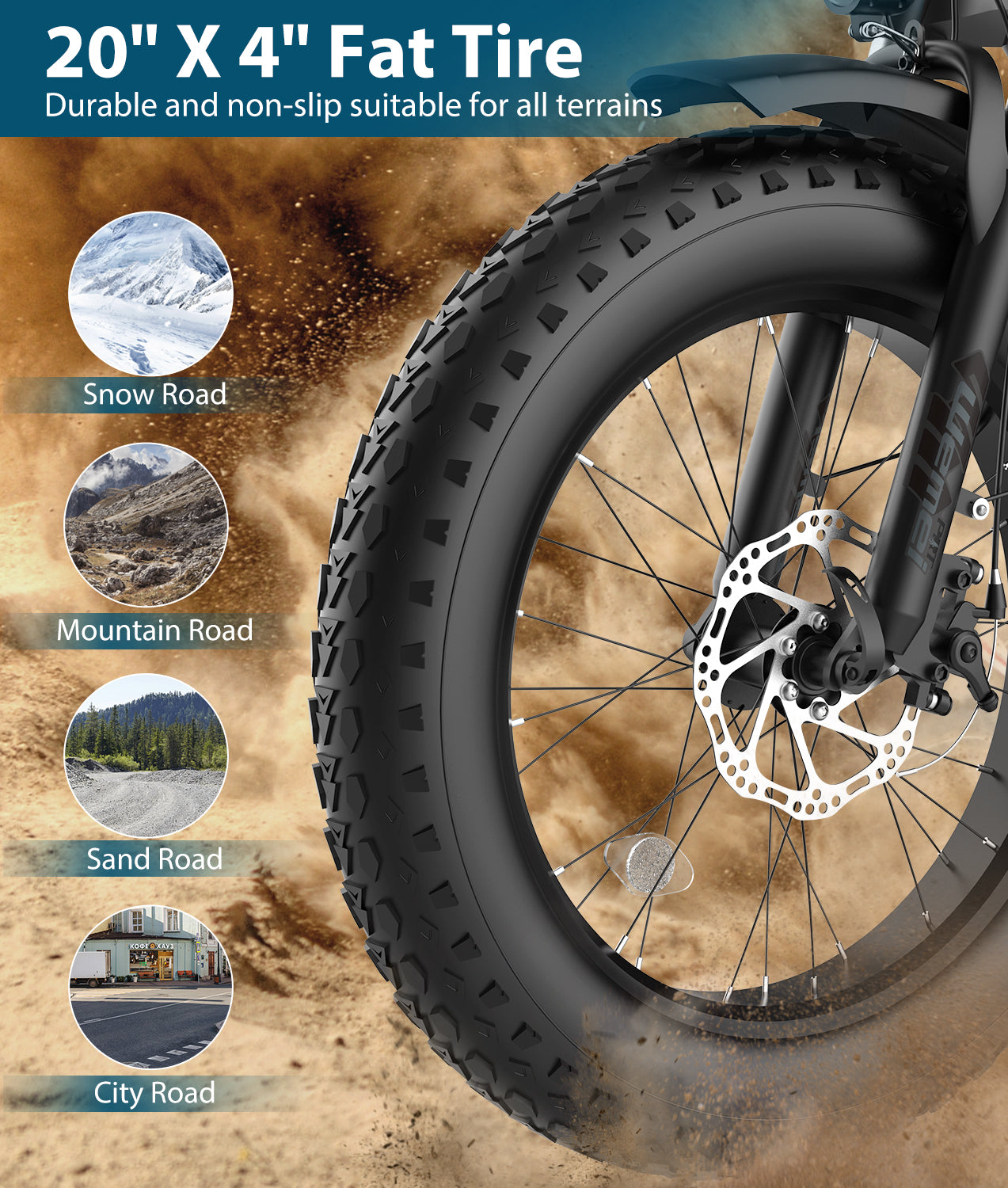 OTD Electric Bike for Adults with 624Wh Removable Battery, Up to 45 Miles Commuting Electric Bike, 7-Speed, 20" Fat Tires and Front Fork Suspension,with Password Lock