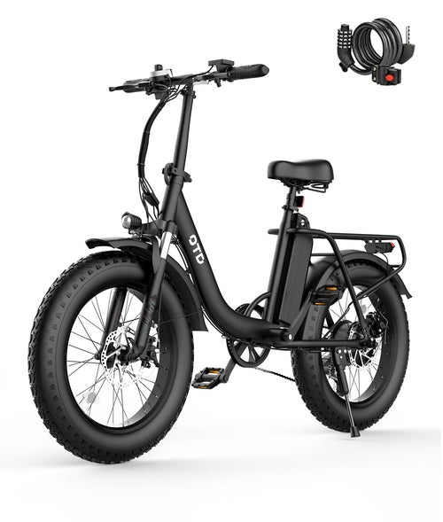OTD Electric Bike for Adults with 624Wh Removable Battery, Up to 45 Miles Commuting Electric Bike, 7-Speed, 20" Fat Tires and Front Fork Suspension,with Password Lock