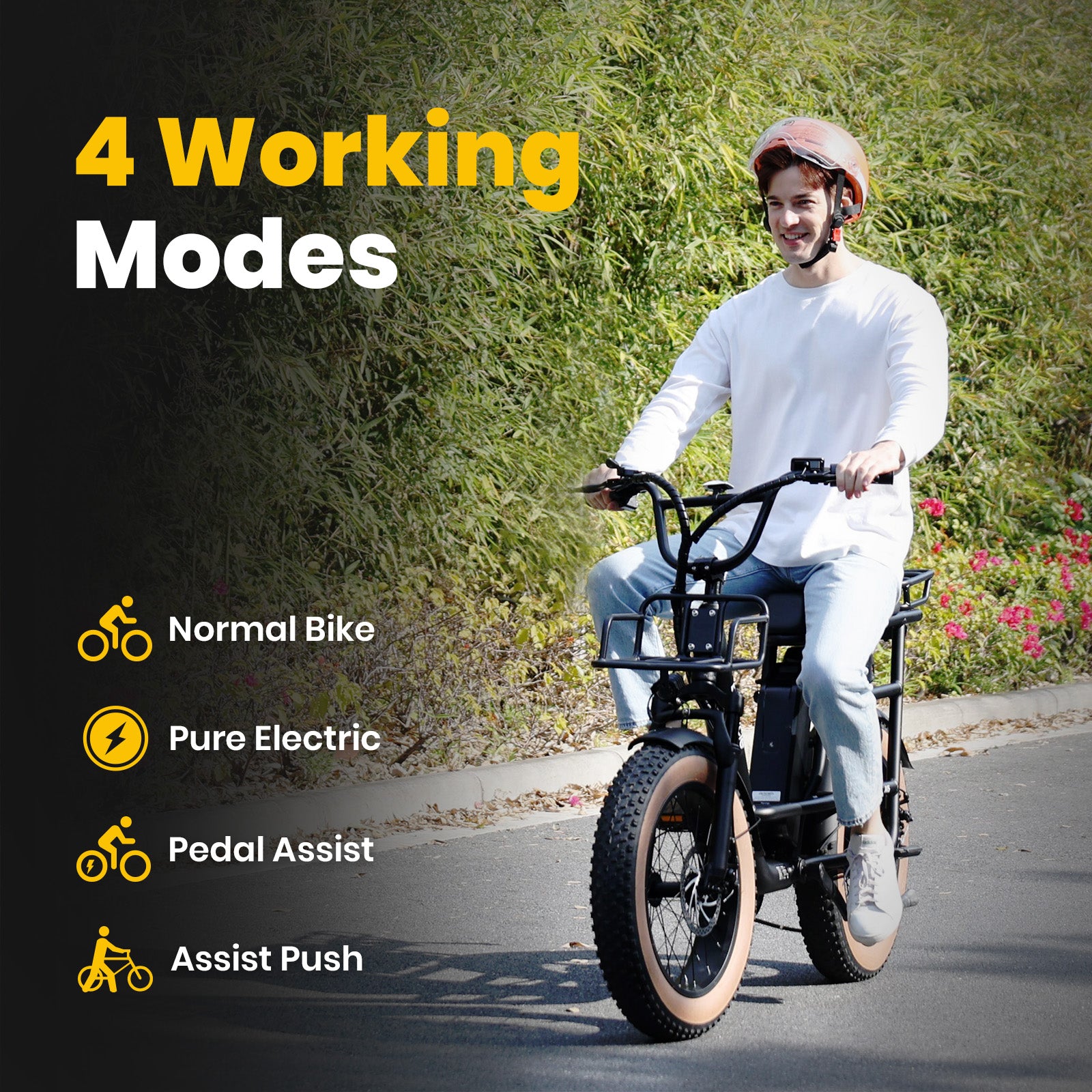 OTD Electric Bike for Adults, 1800W Peak 28MPH, 48V 26Ah 20" Fat Tire Ebike, Dual 48V 13Ah Removable Battery 160 Miles, Dual Seat, Lockable Suspension, 7-Speed, 4 Modes & Smart App, for Commuting E bike