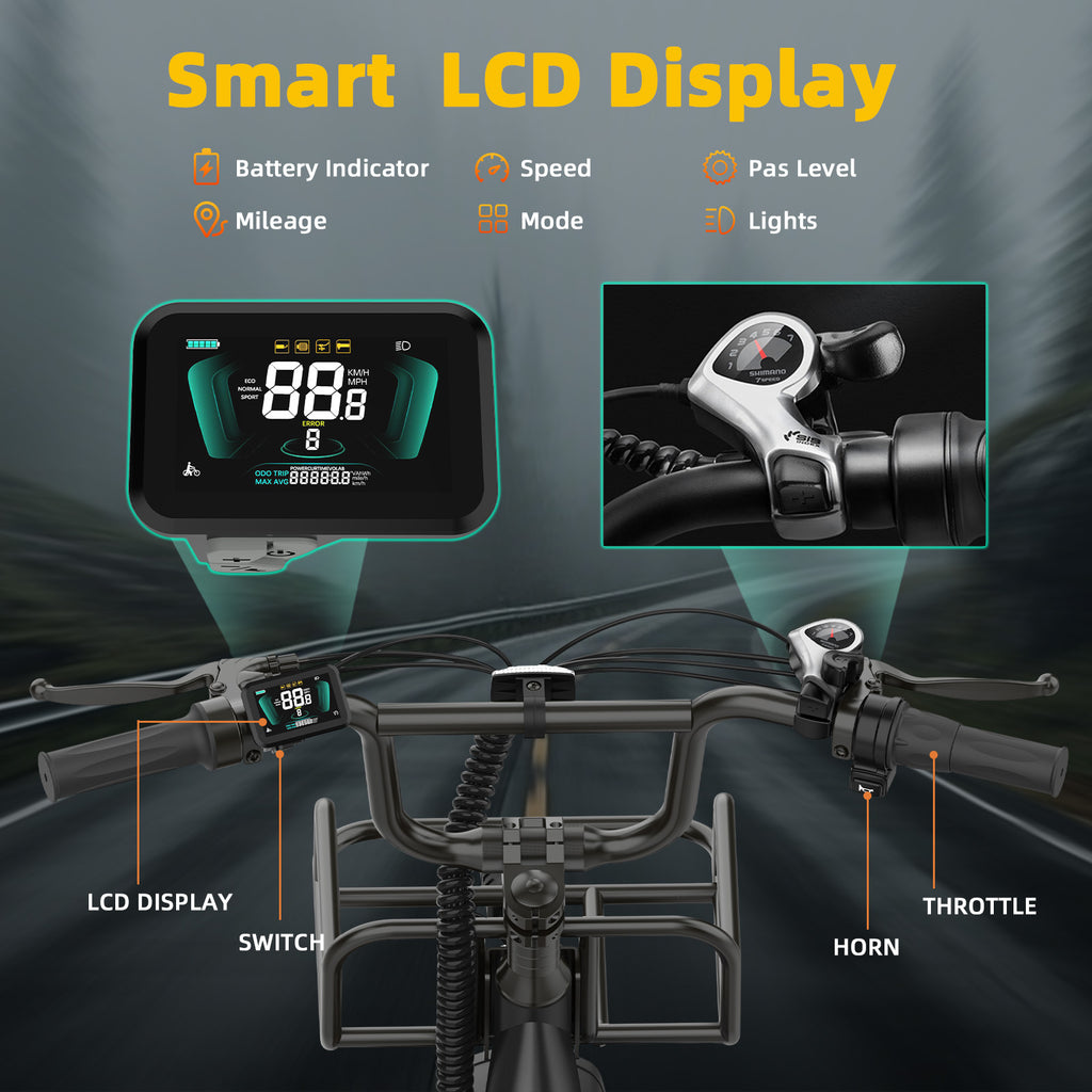 OTD Electric Bike for Adults, 1800W Peak 28MPH, 48V 26Ah 20" Fat Tire Ebike, Dual 48V 13Ah Removable Battery 160 Miles, Dual Seat, Lockable Suspension, 7-Speed, 4 Modes & Smart App, for Commuting E bike